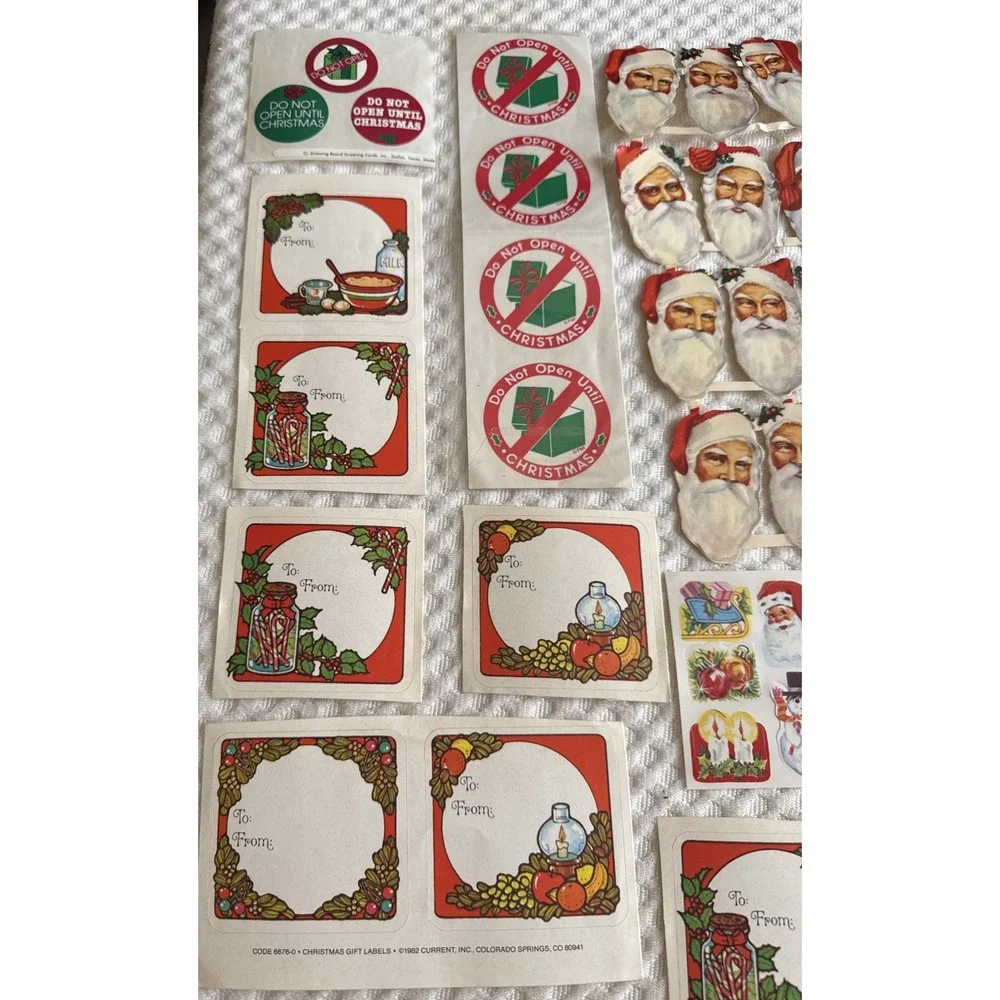 73pc Vintage Christmas Ephemera Lot Gift Tags Stickers Seals Swedish Die Cuts